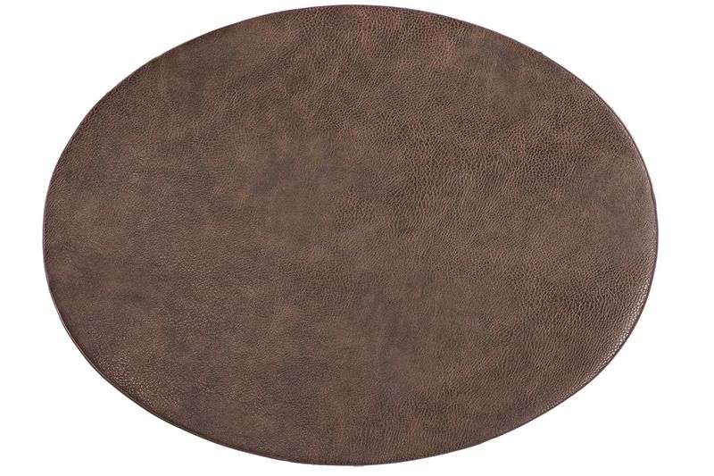 Tovaglietta Ovale Finta Pelle 33x45 cm Marrone Scuro - Tirolix