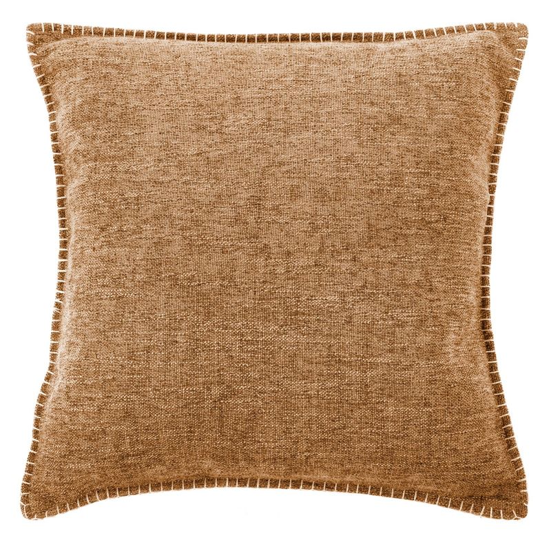 Cuscino con Bordi Ricamati 45 x 45 cm Marrone Chiaro - Tirolix
