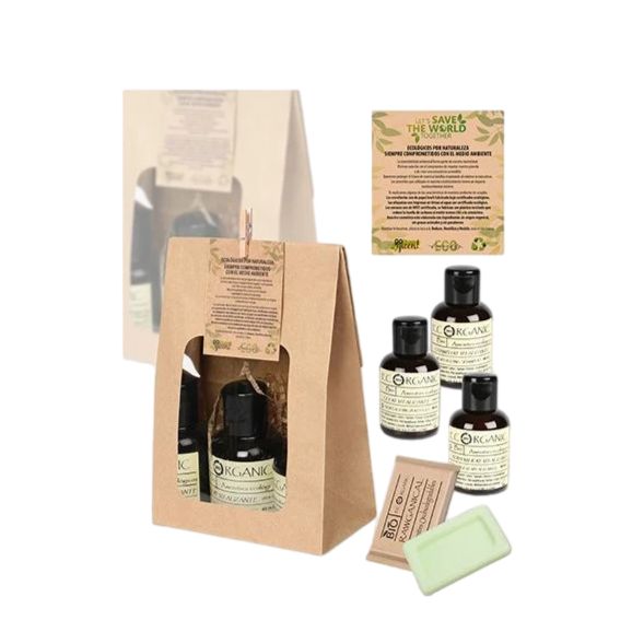 Set 40 Pezzi Set con Gel Doccia Shampoo Body Milk e una Saponetta Biorganical Eco - Tirolix