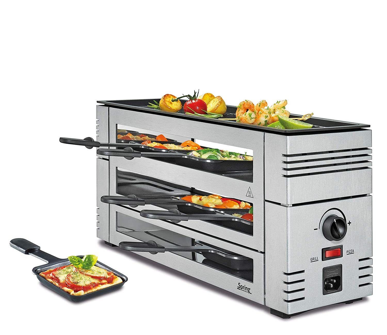 Pizza raclette con griglia in alluminio argento 46 x 16 x 21,5 cm Pizza Raclette6 - Spring