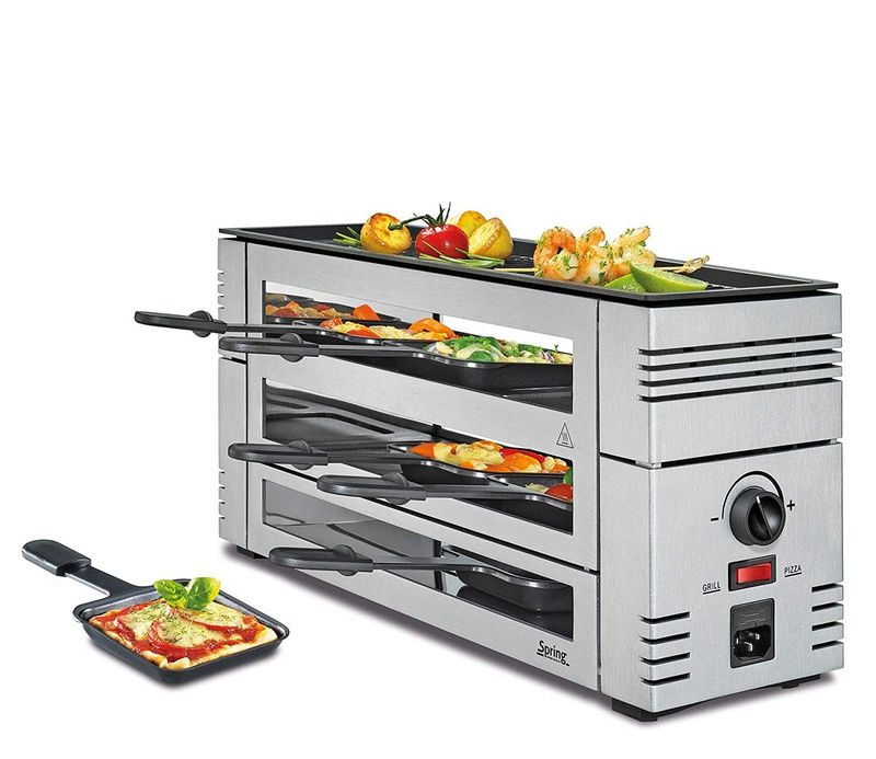 Pizza raclette con griglia in alluminio argento 46 x 16 x 21,5 cm Pizza Raclette6 - Spring