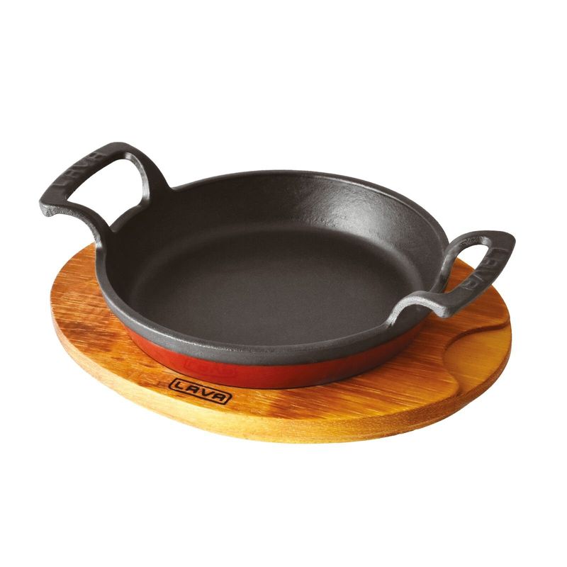 Tegame con tagliere legno 16 cm Ghisa Smaltata - Paderno