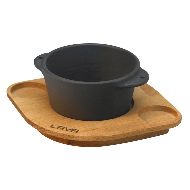 Coppa soufflè con supporto legno 8 cm Ghisa Smaltata - Paderno
