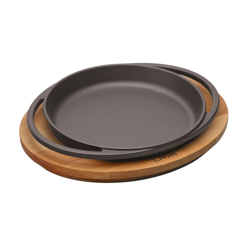 Piatto tondo con tagliere legno 16 cm Ghisa Smaltata - Paderno