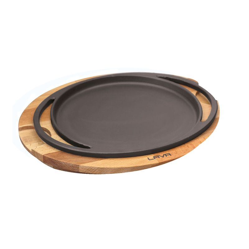 Piatto pizza con tagliere legno 20 cm Ghisa Smaltata - Paderno