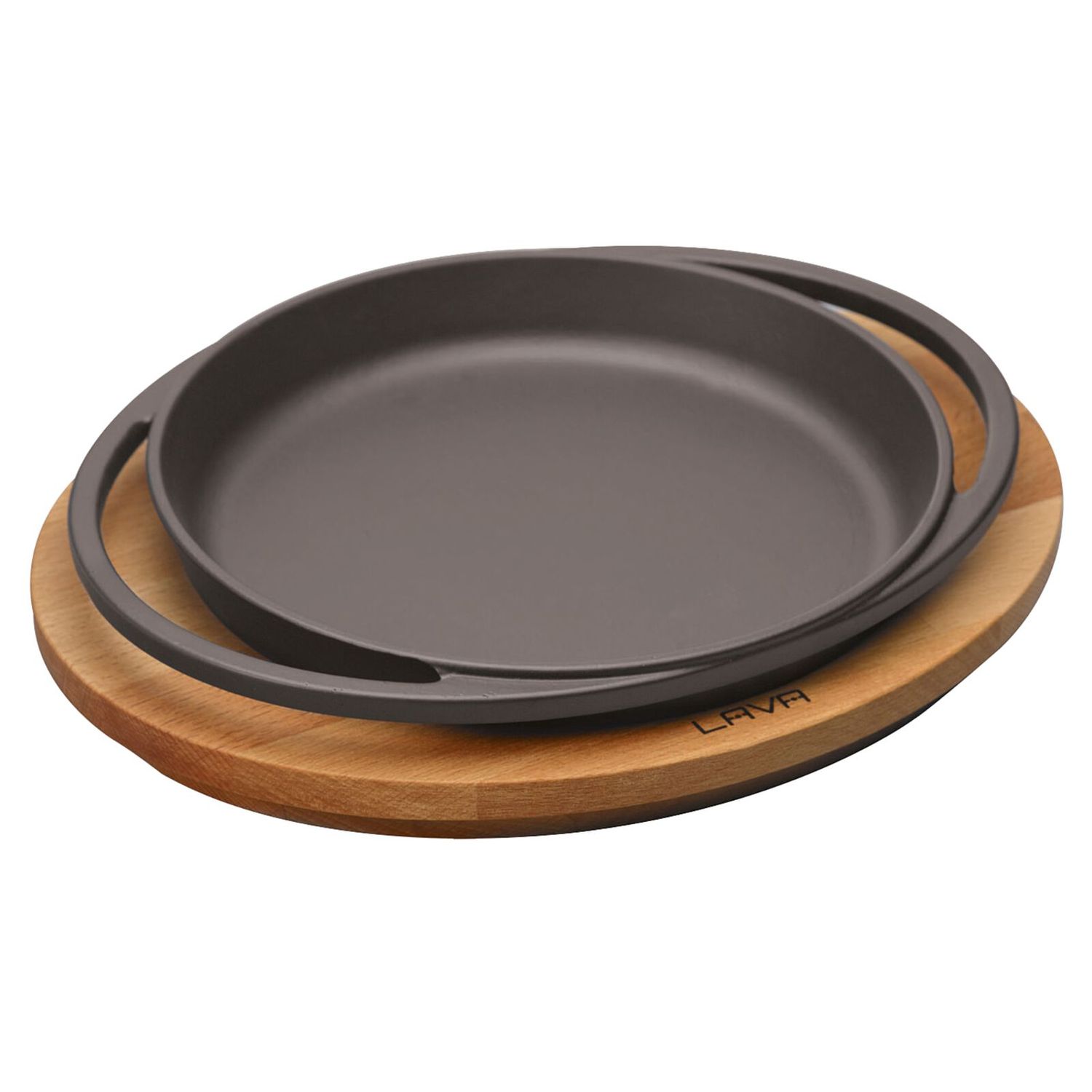 Piatto tondo con tagliere legno 20 cm Ghisa Smaltata v1 - Paderno