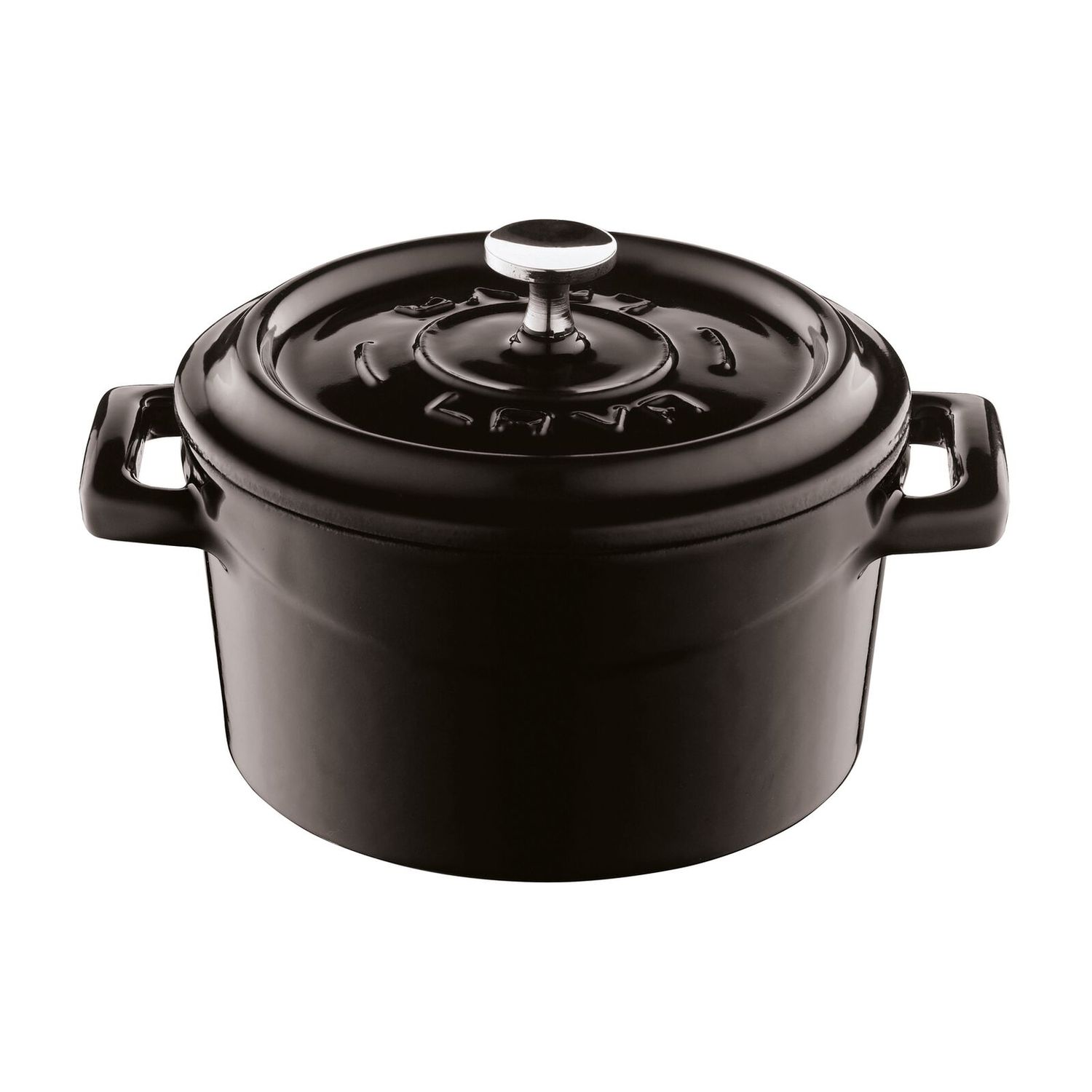 Casseruola tonda con coperchio nera 10 cm Ghisa smaltata - Paderno