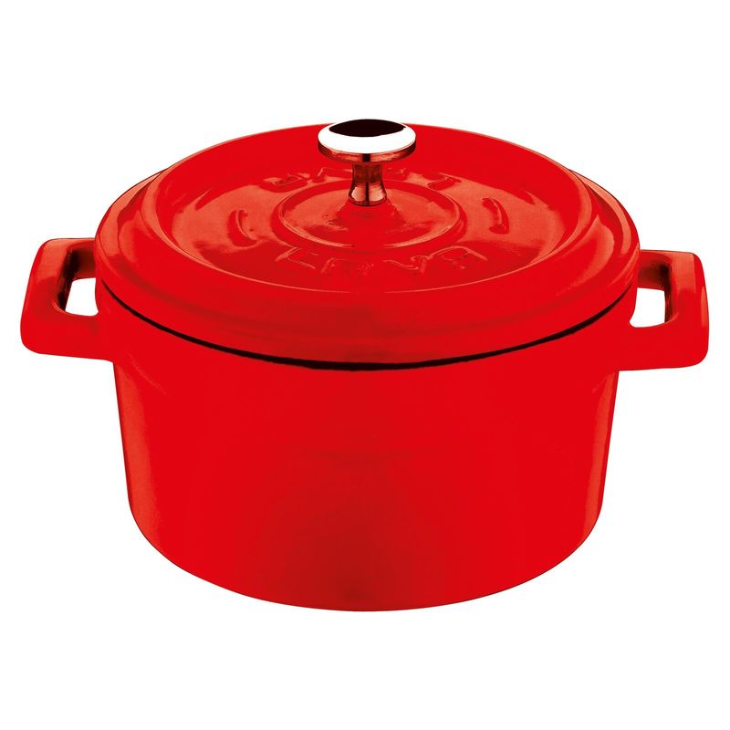 Casseruola tonda con coperchio rossa 12 cm Ghisa smaltata - Paderno