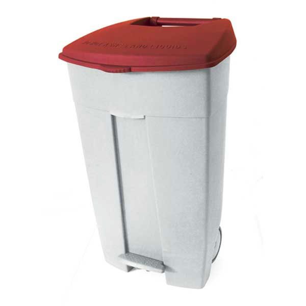 Portarifiuti mobile a pedale 120l coperchio rosso Contiplast - Medial
