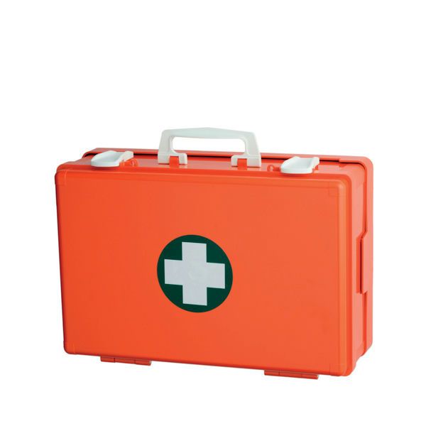 Valigia di primo soccorso grande con supporto murale arancione - Medial