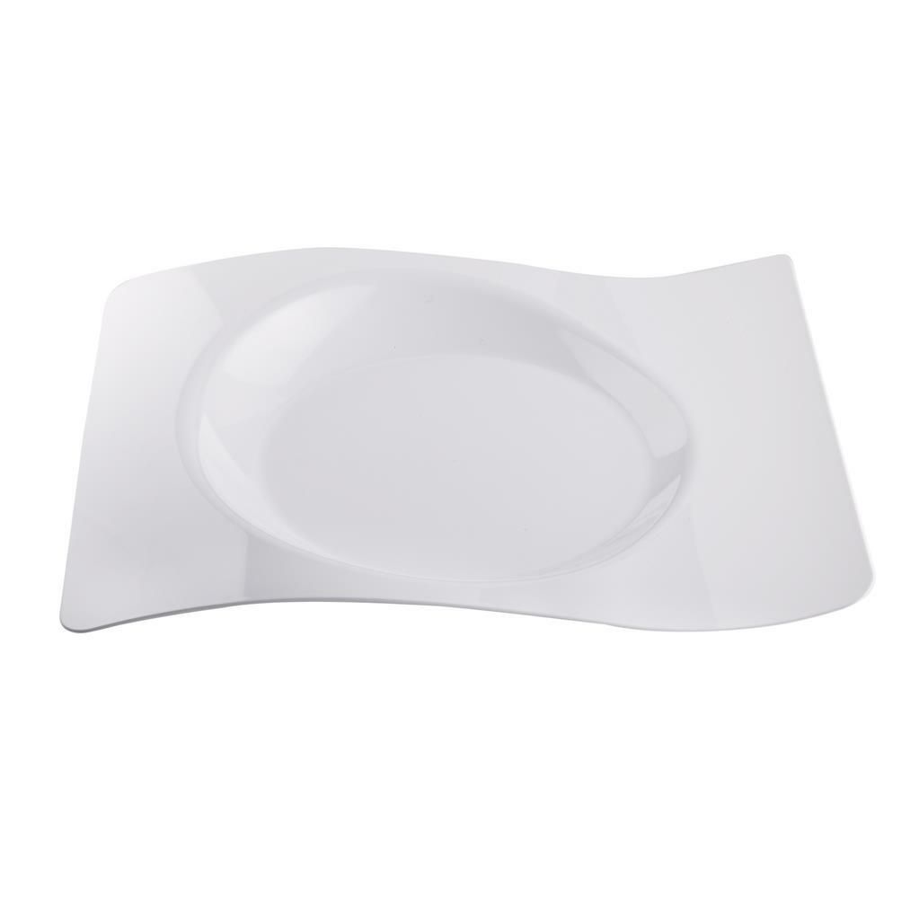 Set 12 Pezzi Piatto Onda 28 x 23 cm Bianco - Gold Plast