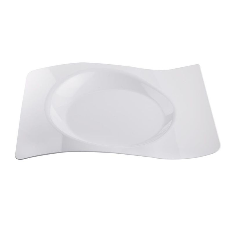 Set 12 Pezzi Piatto Onda 28 x 23 cm Bianco - Gold Plast