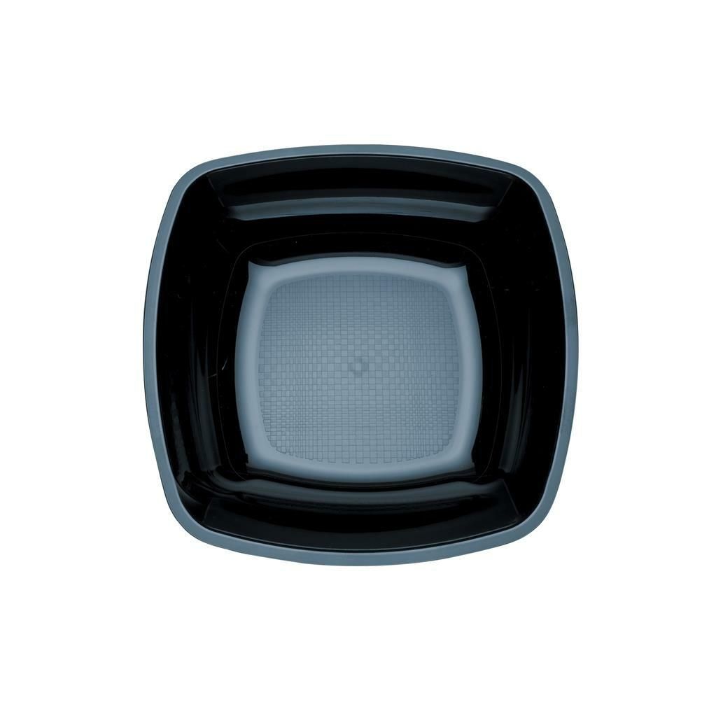 Set 25 Pezzi Piatto Fondo Quadro 18 x 18 cm Nero - Gold Plast