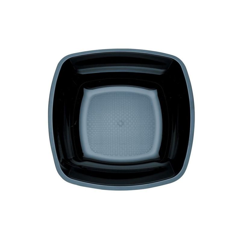 Set 25 Pezzi Piatto Fondo Quadro 18 x 18 cm Nero - Gold Plast