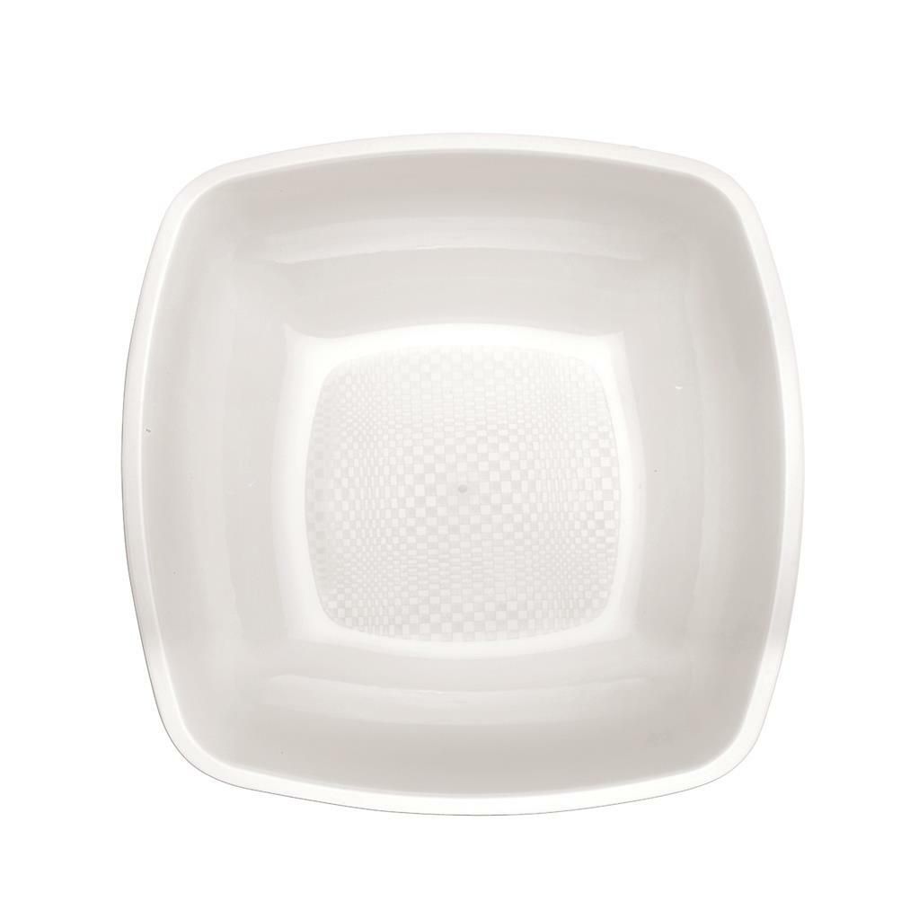 Set 25 Pezzi Piatto Fondo Quadro 18 x 18 cm Bianco - Gold Plast