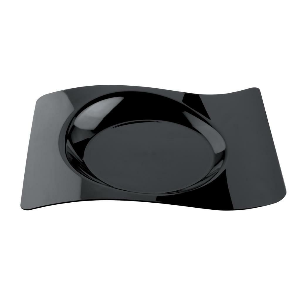 Set 12 Pezzi Piatto Onda 28 x 23 cm Nero - Gold Plast