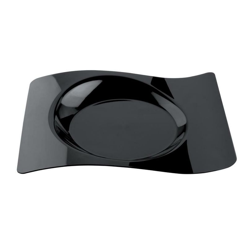 Set 12 Pezzi Piatto Onda 28 x 23 cm Nero - Gold Plast