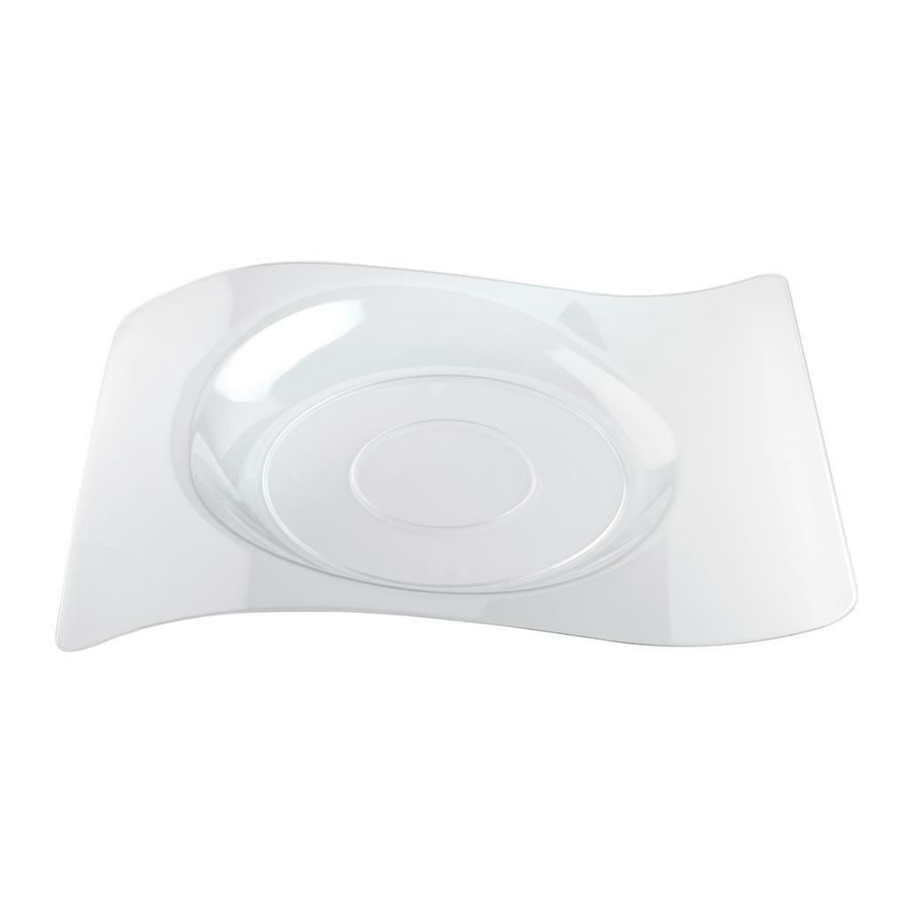 Set 12 Pezzi Piatto Onda 28 x 23 cm Trasparente - Gold Plast