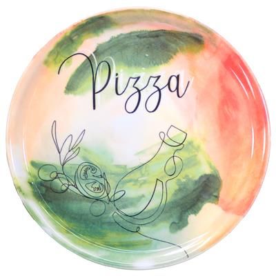 Set 6 Pezzi Piatto Pizza 33 cm Napoli Pizzamenu Pomodori/Olive - Saturnia