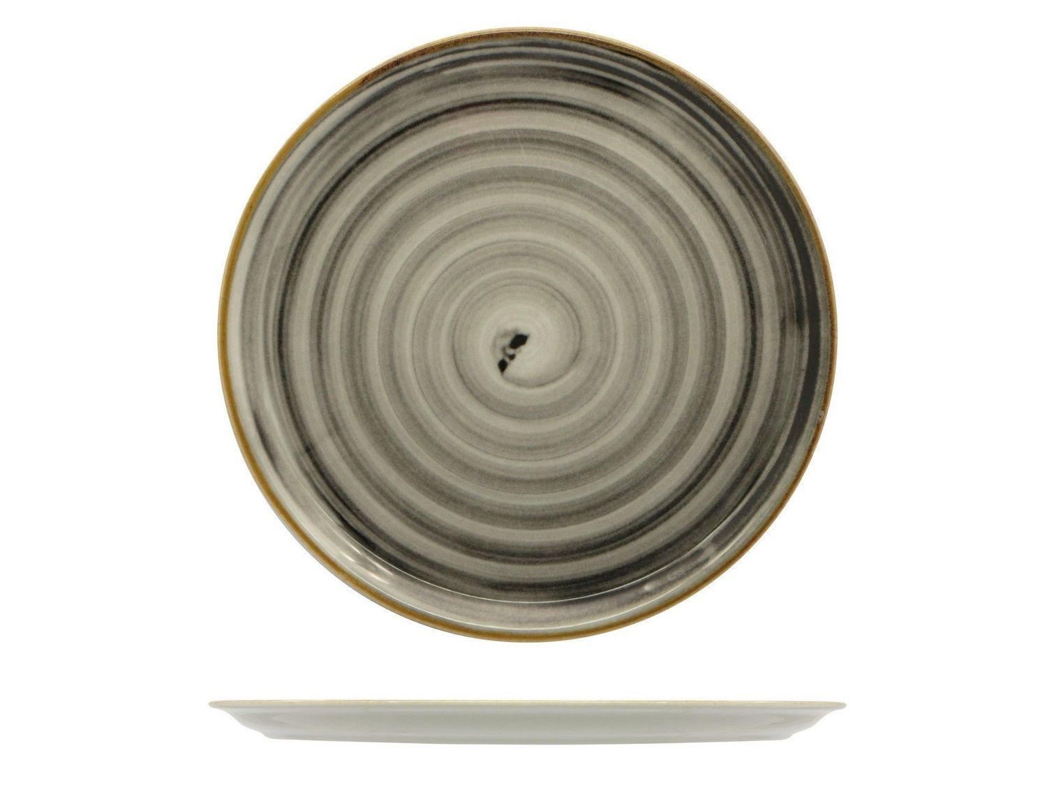 Piatto Pizza 33 cm Napoli Spirale Nero - Saturnia