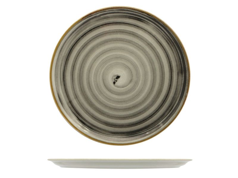 Piatto Pizza 33 cm Napoli Spirale Nero - Saturnia