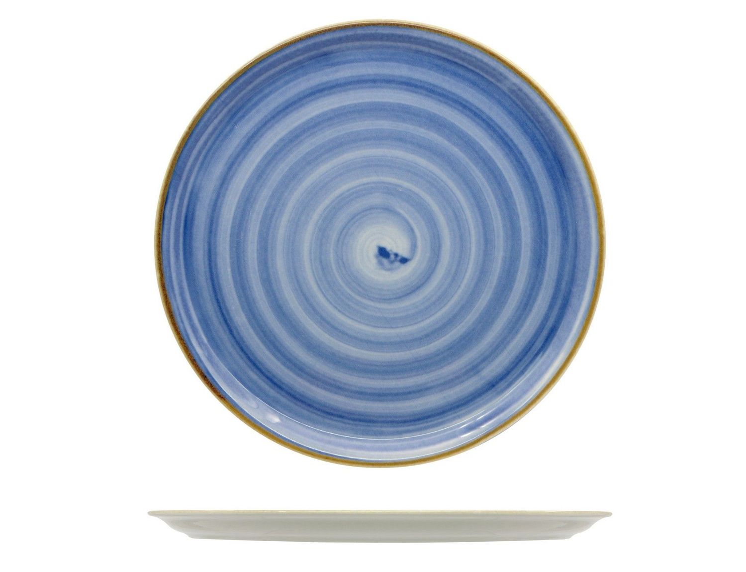 Piatto Pizza 33 cm Napoli Spirale Blu - Saturnia