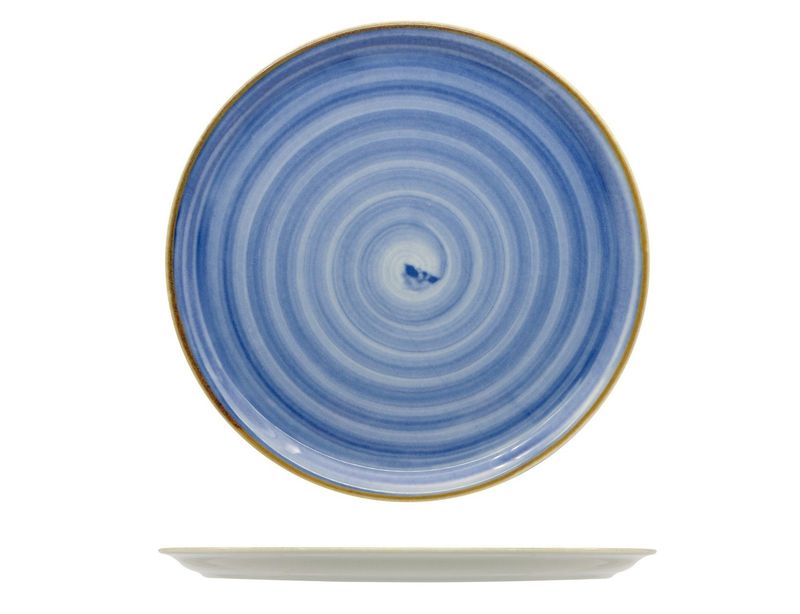 Piatto Pizza 33 cm Napoli Spirale Blu - Saturnia