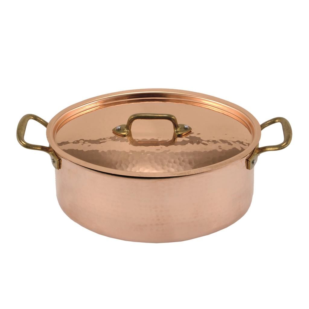 Casseruola Ovale con Coperchio 30 cm Rame Stagnato - L.A.R.
