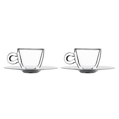 Set 2 Pezzi Tazza Espresso con Piatto 6,5 cl Thermic Glass - Bormioli Luigi