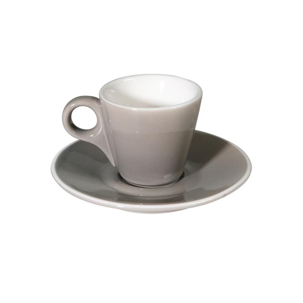 Set 6 Pezzi Tazza Caffè Conica con Piatto 8 cl Grigio Breakfast - Tirolix