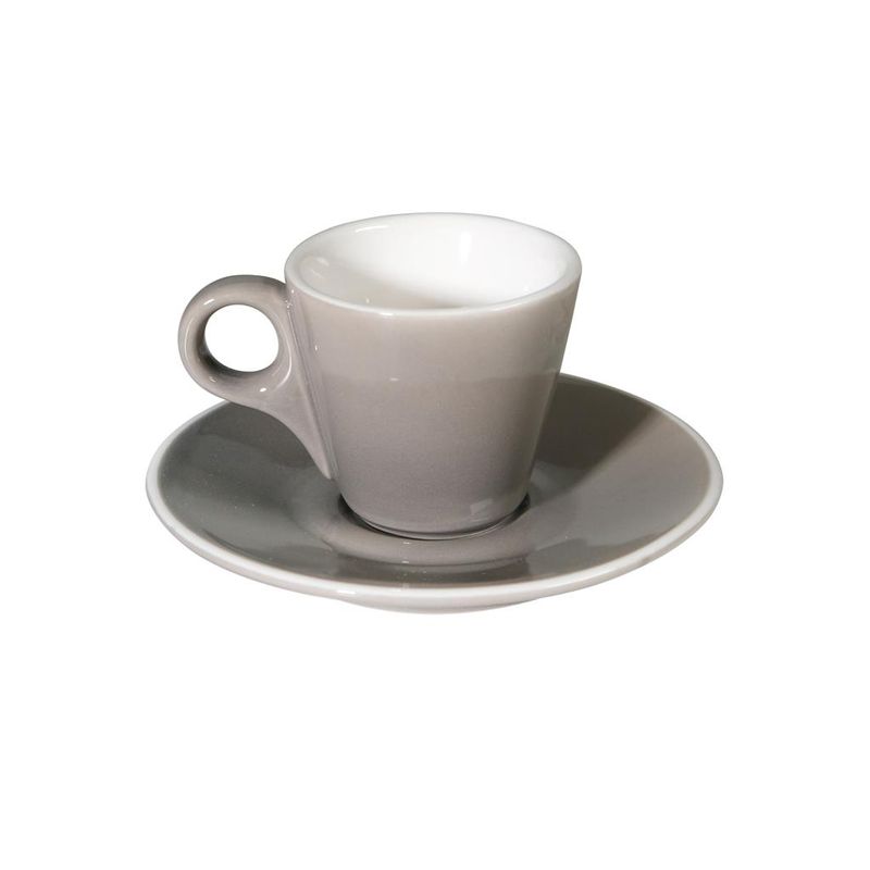 Set 6 Pezzi Tazza Caffè Conica con Piatto 8 cl Grigio Breakfast - Tirolix