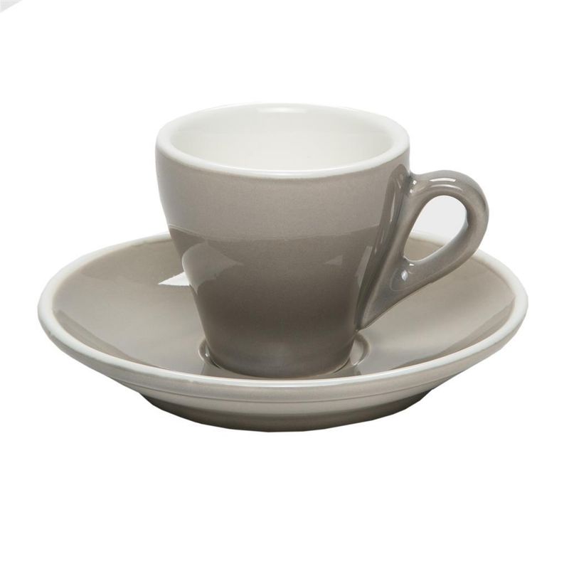 Set 6 Pezzi Tazza Tè con Piatto 18 cl Breakfast Grigio - Tirolix