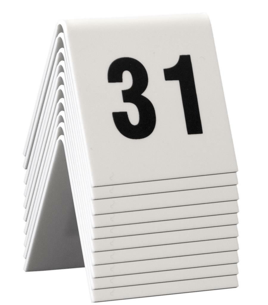 Set 10 Pezzi Numeri da Tavolo 31/40 5 x 4 cm Bianco - Securit