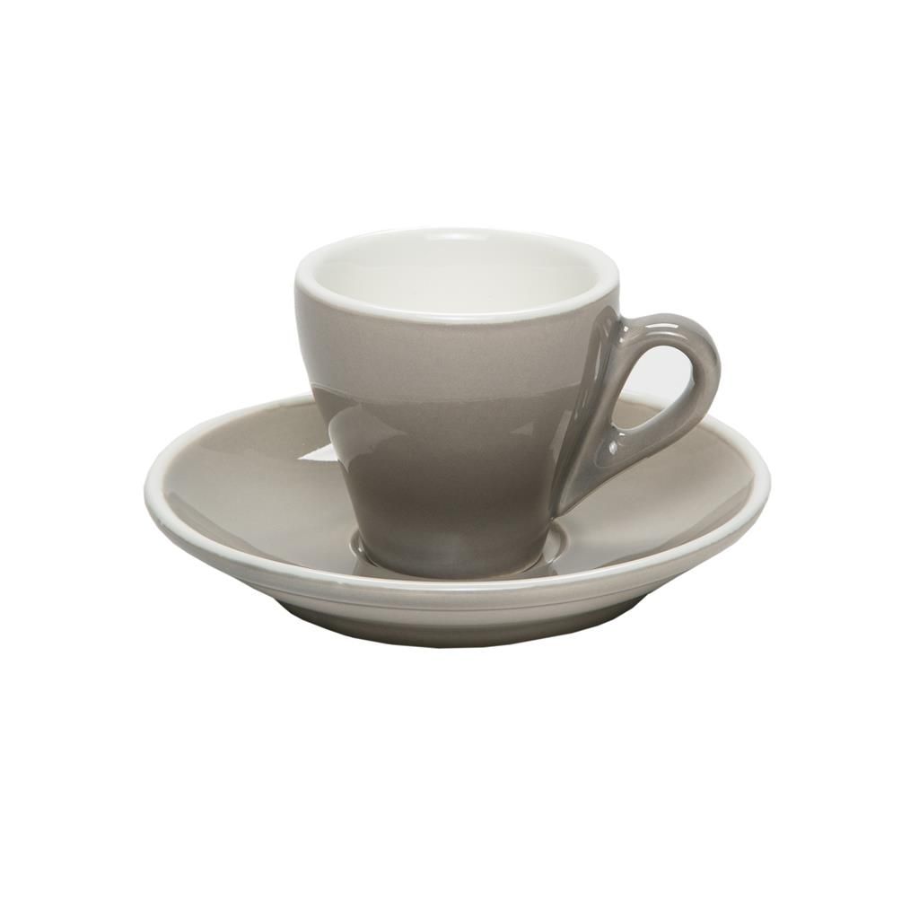 Set 6 Pezzi Tazza Caffè con Piatto 8 cl Breakfast Grigio - Tirolix