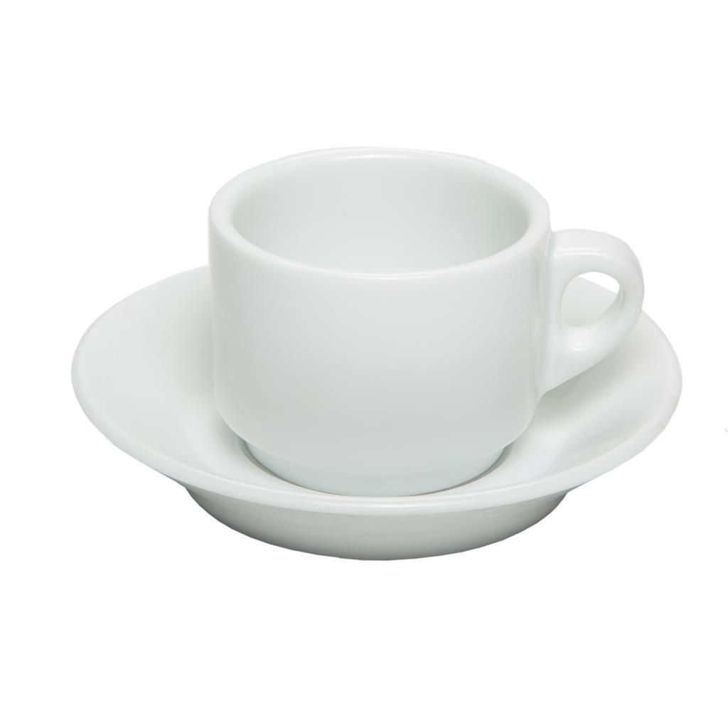 Set 6 Pezzi Tazza Caffè con Piatto 8 cl Breakfast Mod. 1222/1223 Bianco - Tirolix