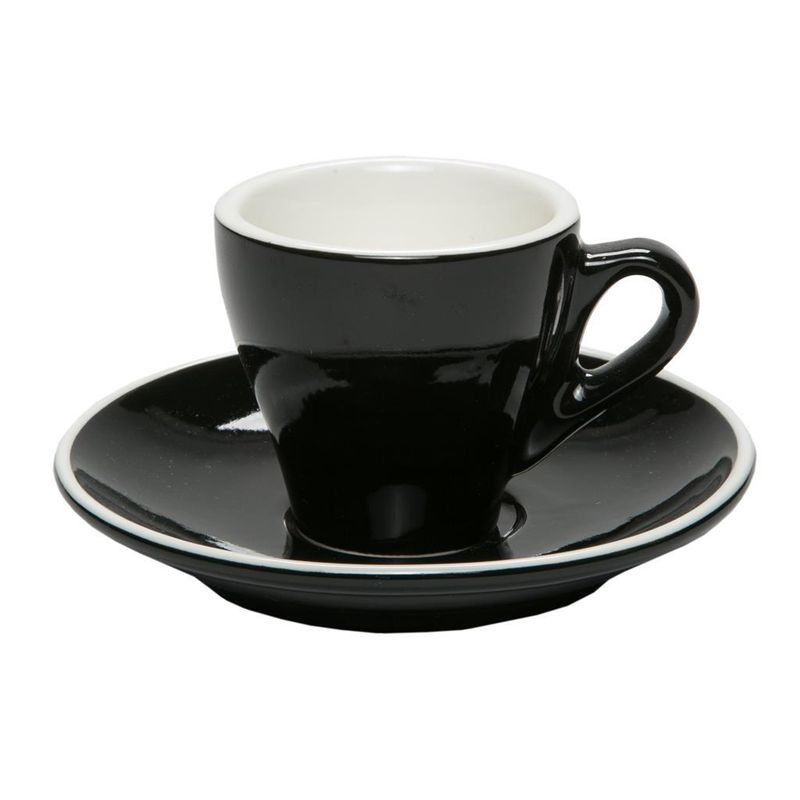 Set 6 Pezzi Tazza Tè con Piatto 18 cl Breakfast Nero - Tirolix
