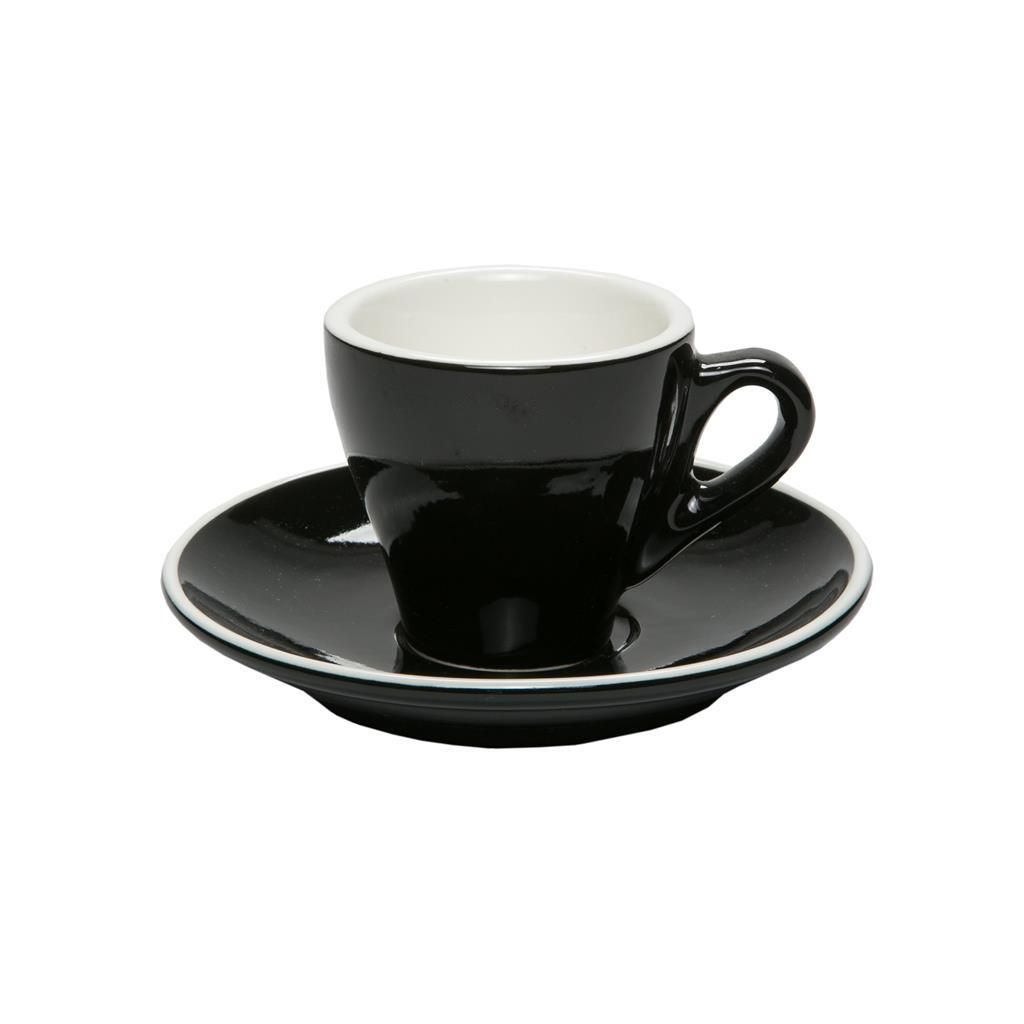 Set 6 Pezzi Tazza Caffè con Piatto 8 cl Breakfast Nero - Tirolix