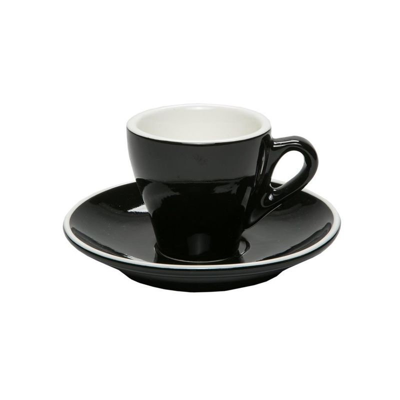 Set 6 Pezzi Tazza Caffè con Piatto 8 cl Breakfast Nero - Tirolix
