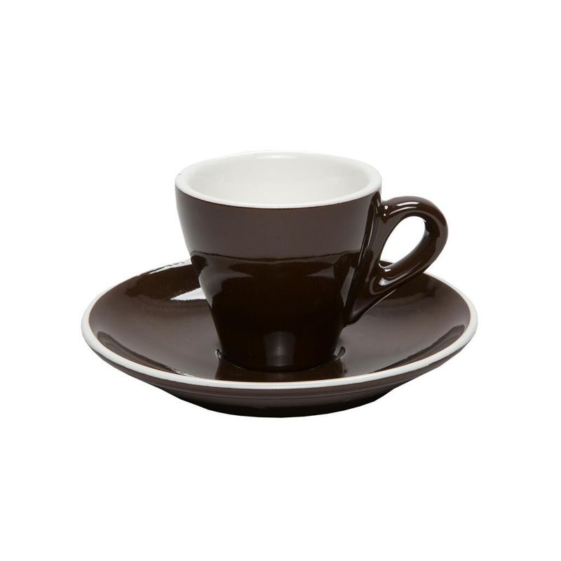 Set 6 Pezzi Tazza Caffè con Piatto 8 cl Breakfast Marrone - Tirolix