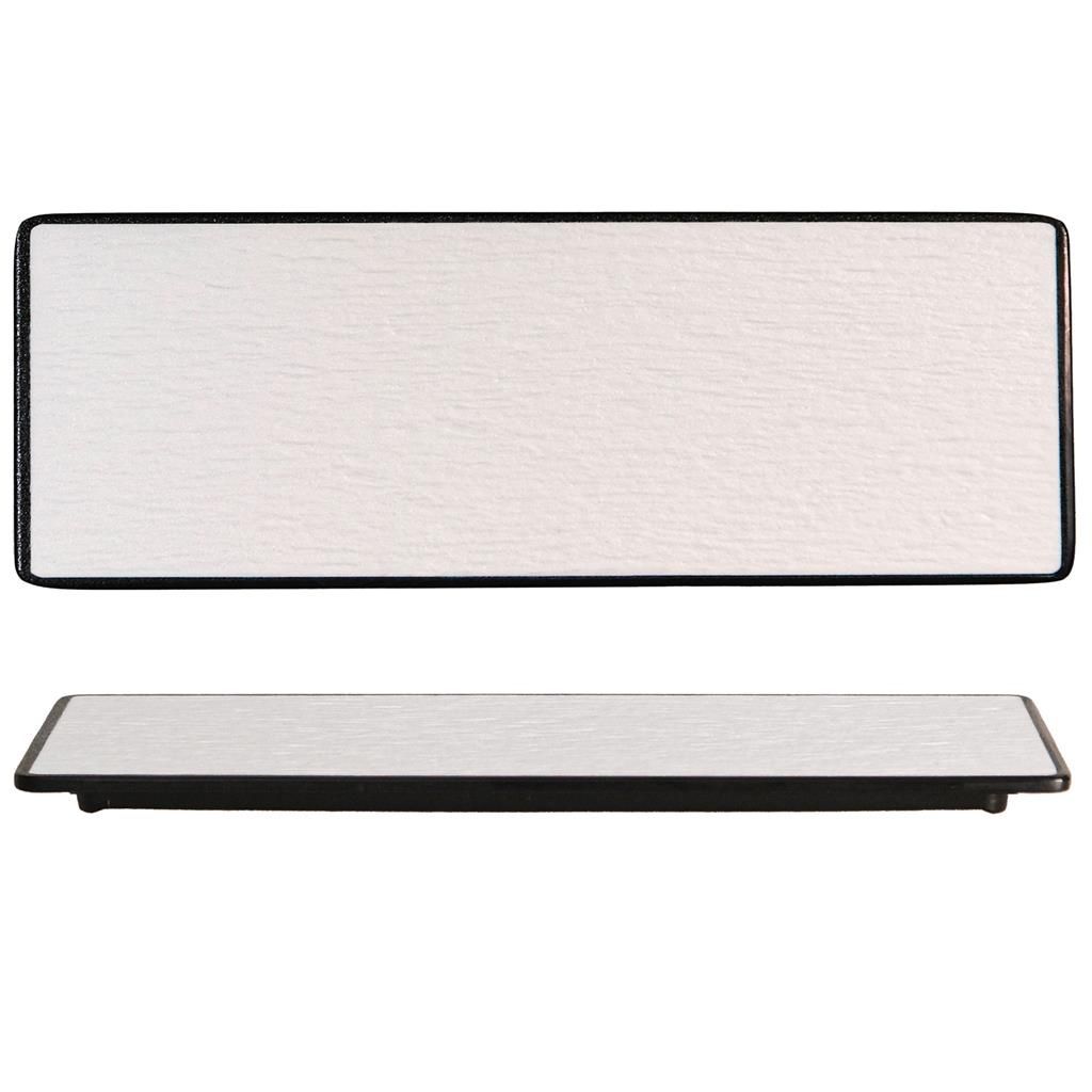 Piatto Rettangolare 38 x 11 cm Melamina Woody White Black - Tirolix