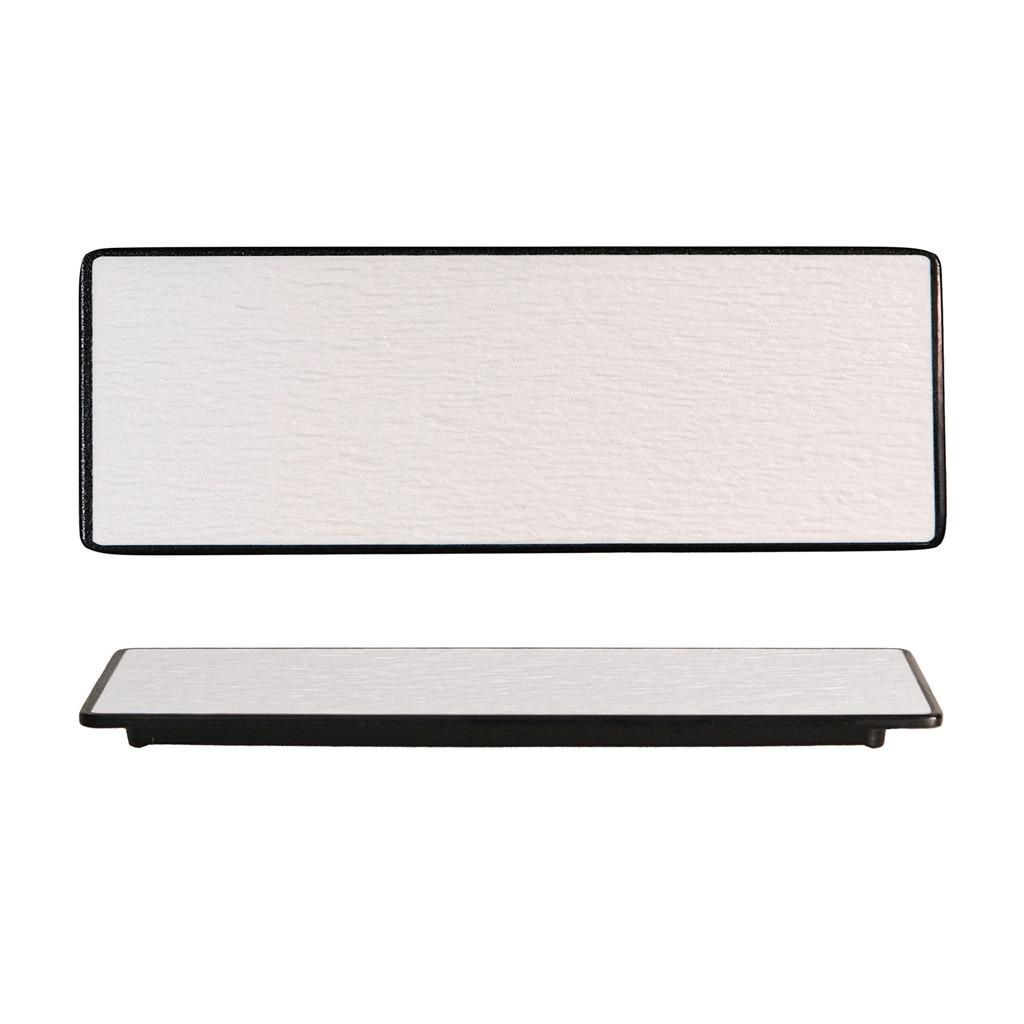 Piatto Rettangolare 33 x 11 cm Melamina Woody White Black - Tirolix