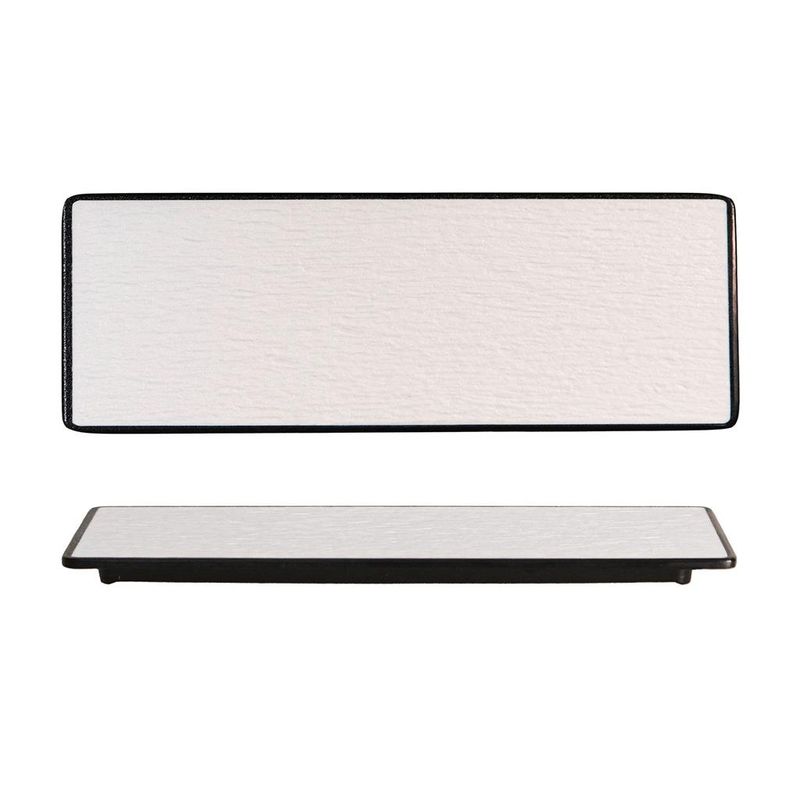 Piatto Rettangolare 33 x 11 cm Melamina Woody White Black - Tirolix