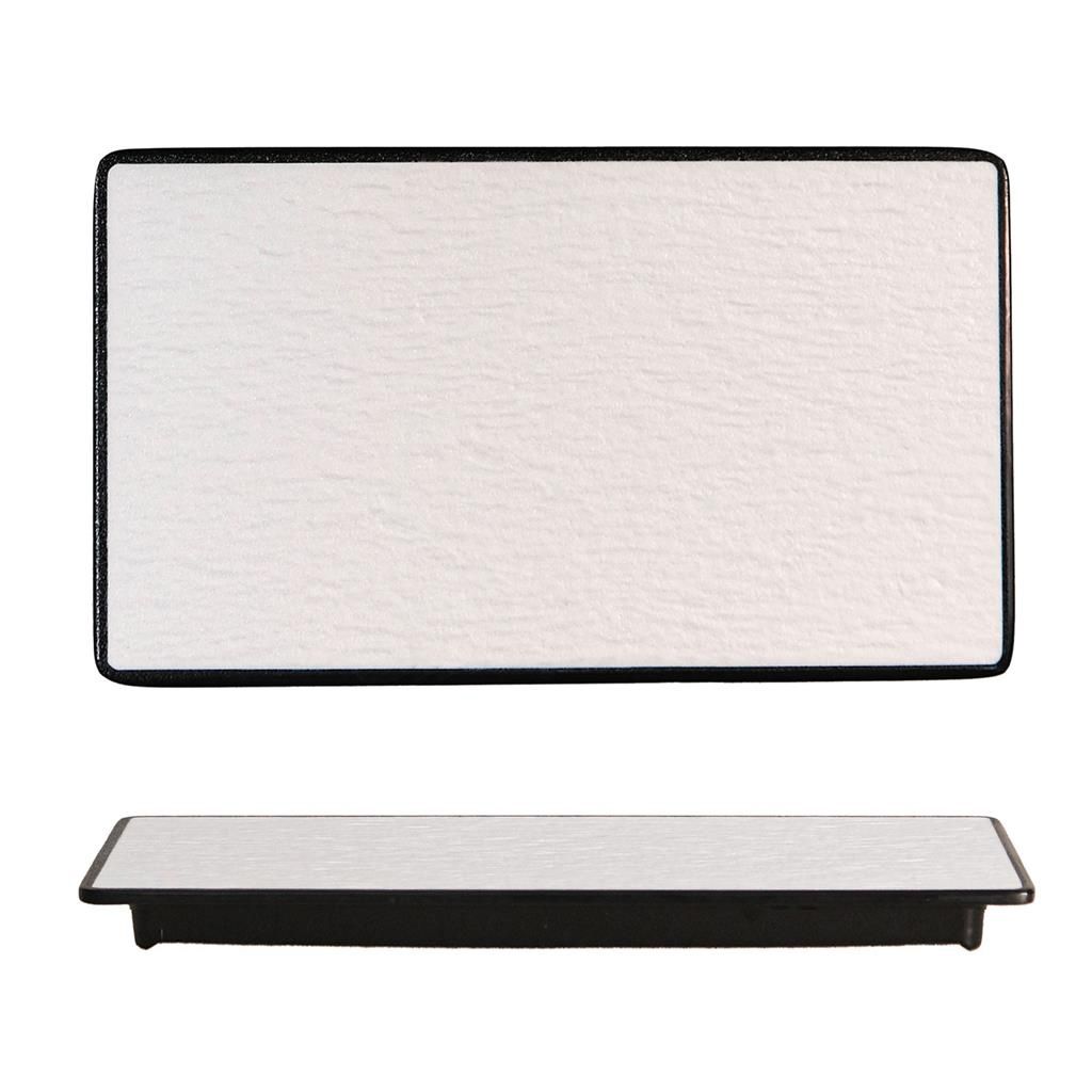 Piatto Rettangolare 36 x 18 cm Melamina Woody White Black - Tirolix