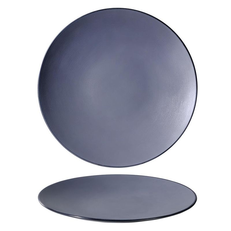 Piatto Piano Coupe 30 cm Melamina Bicolor Grigio/Nero - Tirolix