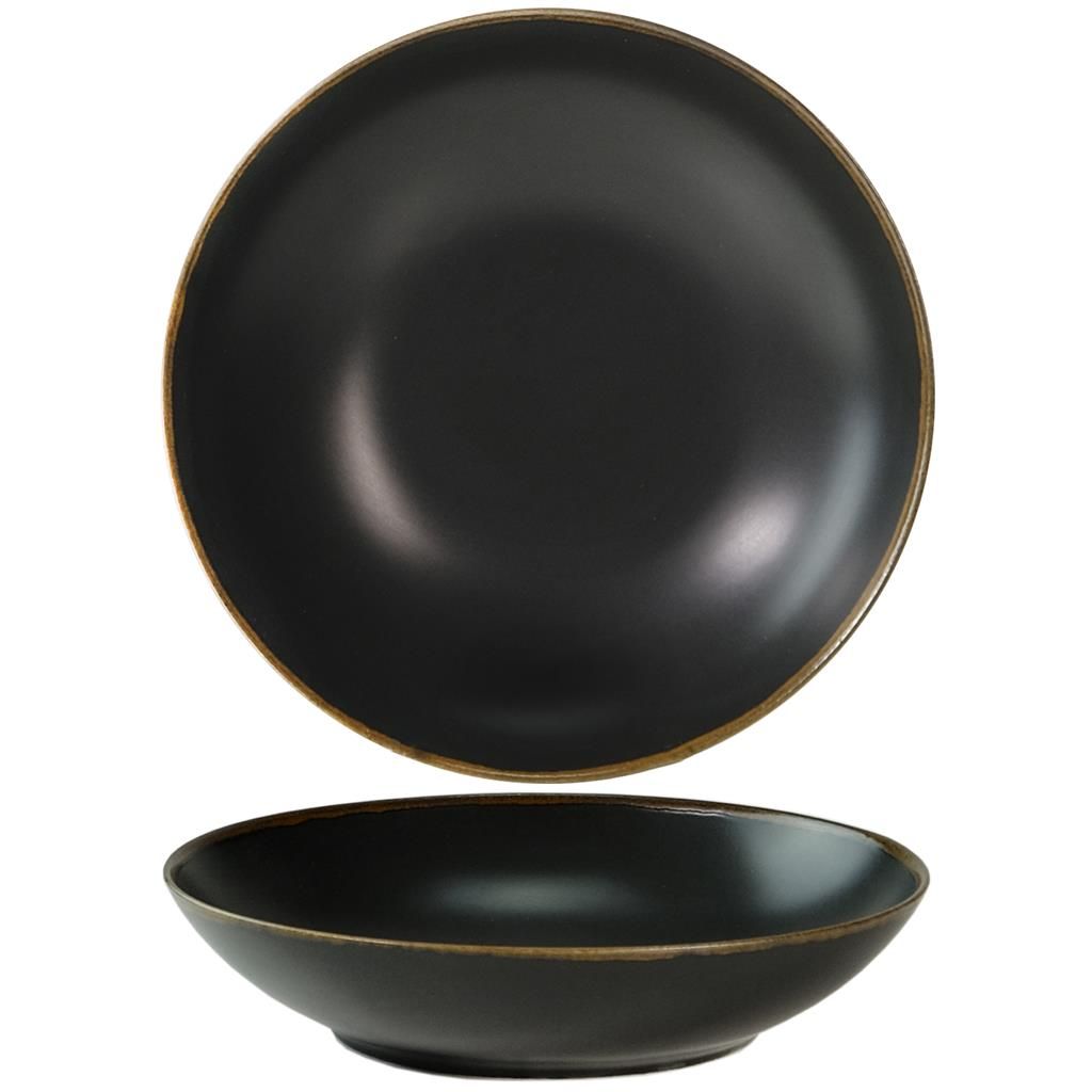 Piatto Fondo Coupe 24 cm Saturno Gloomy Nero - Costa Verde