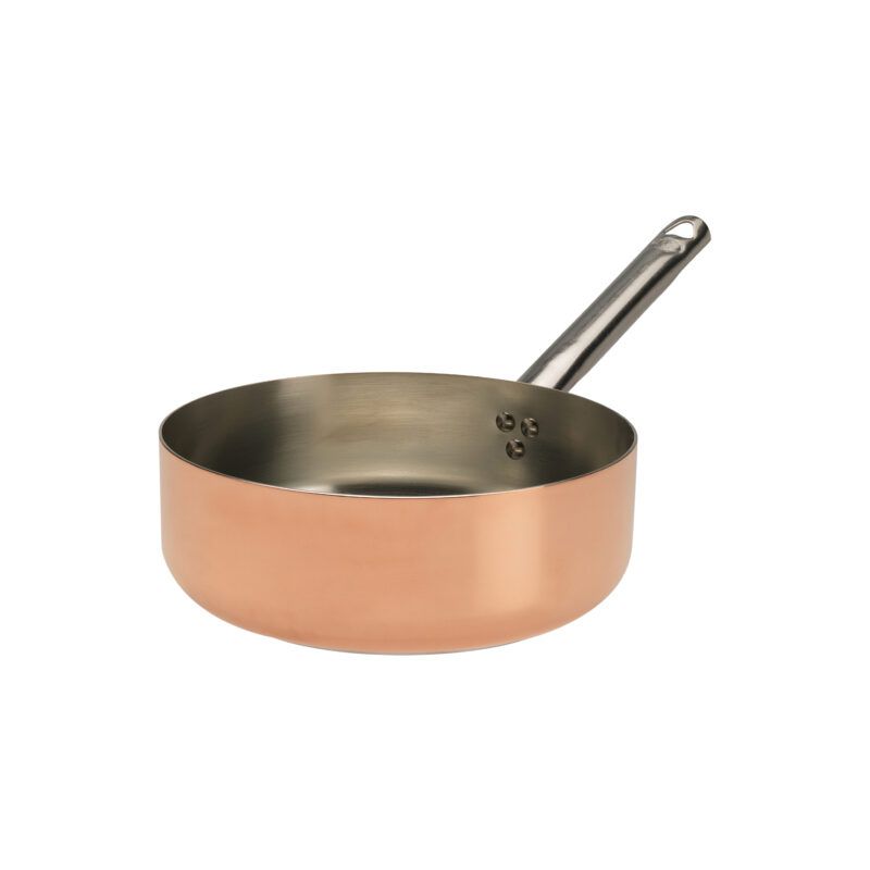 Casseruola Bassa 1 Manico 28 cm Rame Liscio Stagnato 2 mm - Agnelli