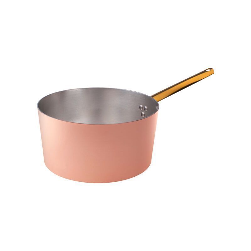 Casseruola Alta 1 Manico 24 cm Rame Liscio Stagnato 2 mm - Agnelli