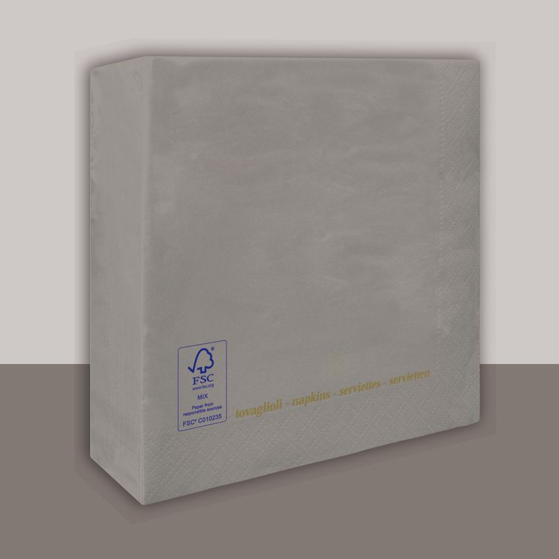 Tovagliolo Grigio Satin 2 Veli 25x25 cm 4200 Pezzi - Tirolix