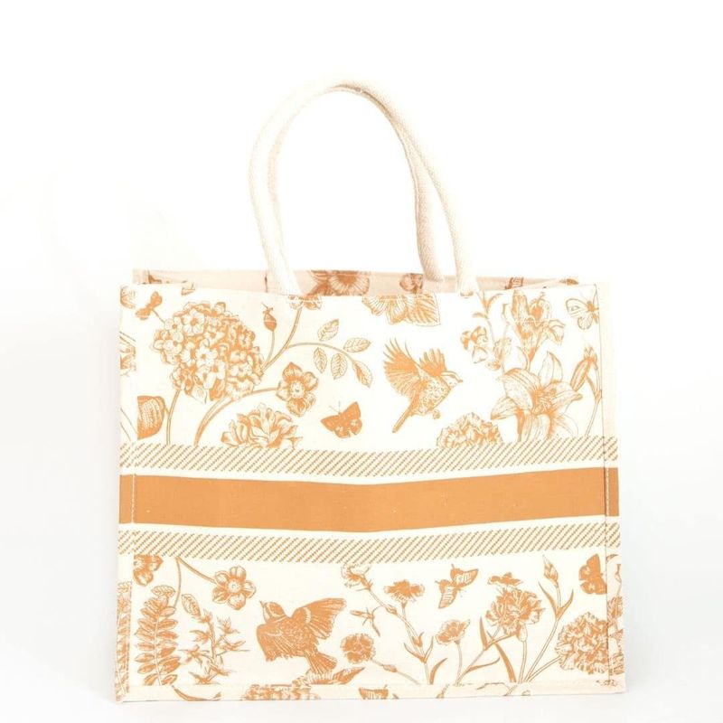 Shopper in Cotone Naturale e Marrone 36x43x19 cm - Tirolix
