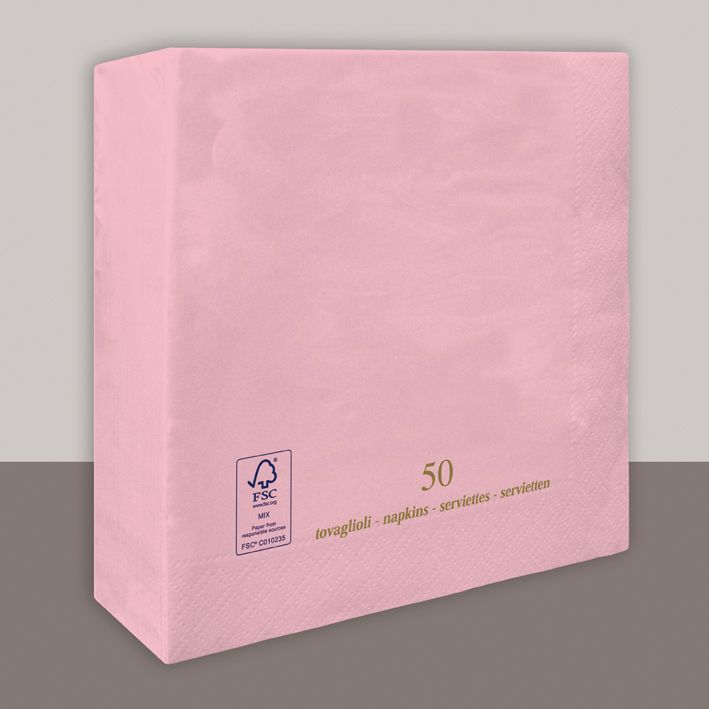 Tovagliolo Rosa Pastello 2 Veli 33x33 cm 1350 Pezzi - Tirolix